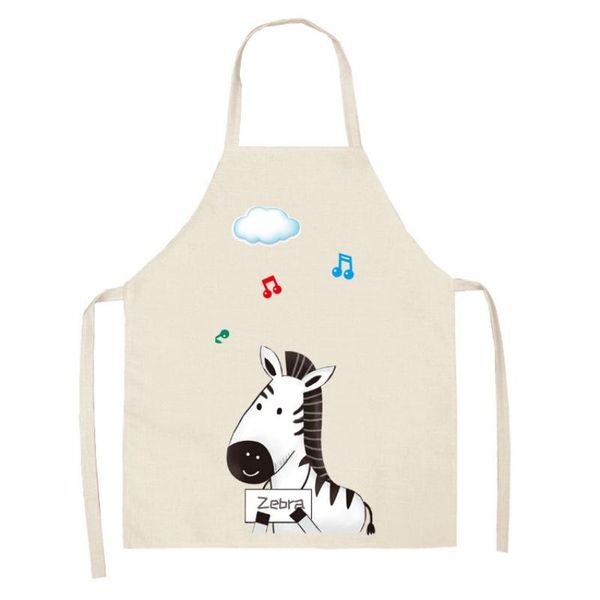 

aprons cute animal zebra pattern sleeveless linen hand wipe waist apron parent-child home decoration kitchen baking cleaning antigreasy