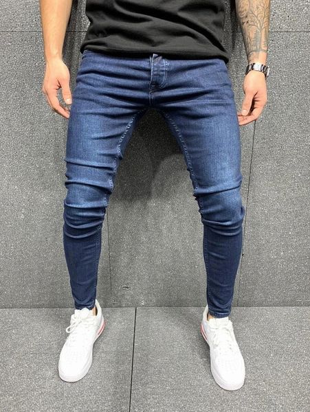 

men slant pocket solid skinny jeans h0zr#, Blue
