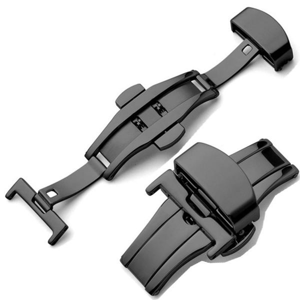 

watch bands 12mm 14mm 16mm 20mm 22mm stainless steel clasp for t035617 t035439 strap butterfly buckle solid, Black;brown