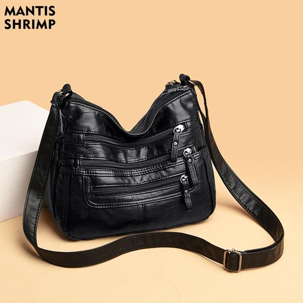 

evening bags for women multifunction crossbody fashion female large capacity messenger bag zipper pu leather shoulder