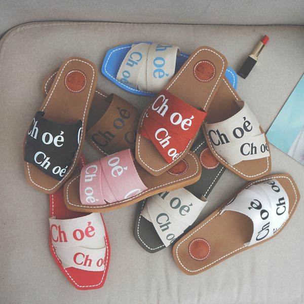 

2021 summer new letter ribbon flat slippers for women zlh, Black