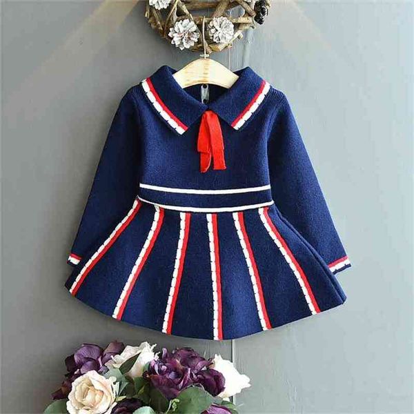 Mädchen Pullover Kleid Baby Kleidung College Wind Schule Studens Uniformen Falten Weihnachten Herbst Winter Kinder Prinzessin 210625