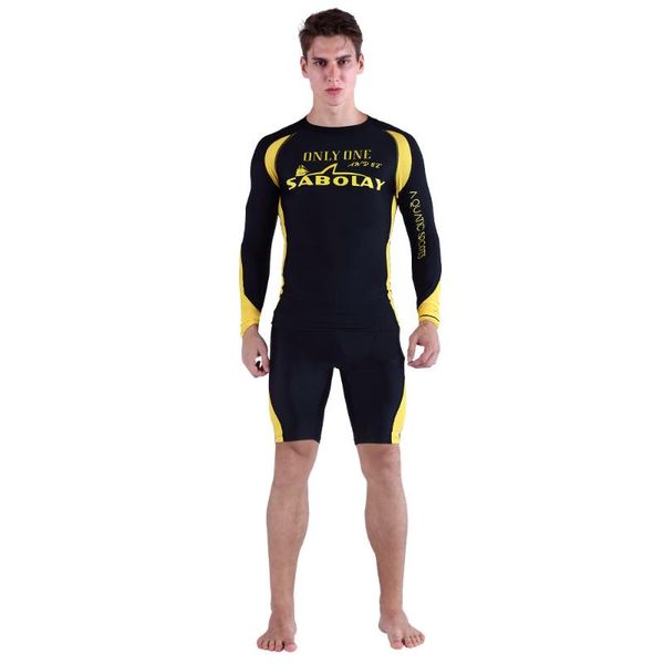 

one-piece suits mens swim long sleeve rashguard shirts windsurf lycra wetsuit diving suit sport swimming trunks