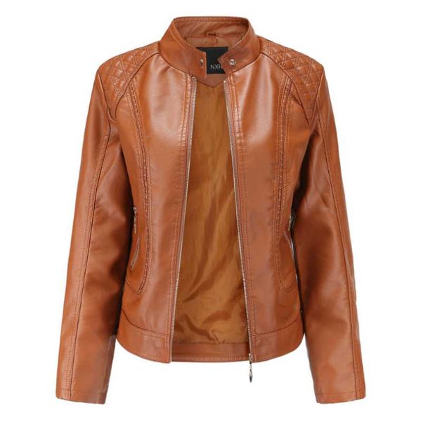 

women's leather & faux jacket pu female autumn coats fashion oversize punk jackets slim streetwear moto biker outerwear eu size, Black