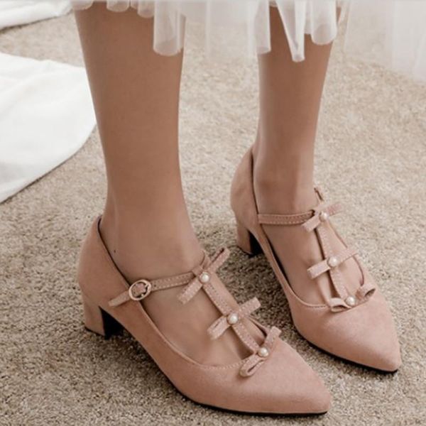 

dress shoes fanyuan plus size 32-48 party lady pumps fashion girls round toe spring bowknot low heel pearl elegant women, Black