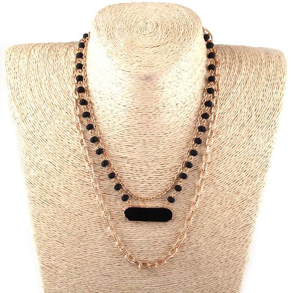 

fashion 3 layer multiple crystal rosary link & chain stone pendant chokers necklaces, Golden;silver