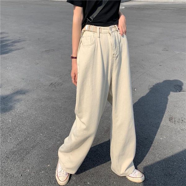 

women's jeans ins 90s high waits loose wide leg long pants women fashion street wear style korean basic summer autumn spring, Blue
