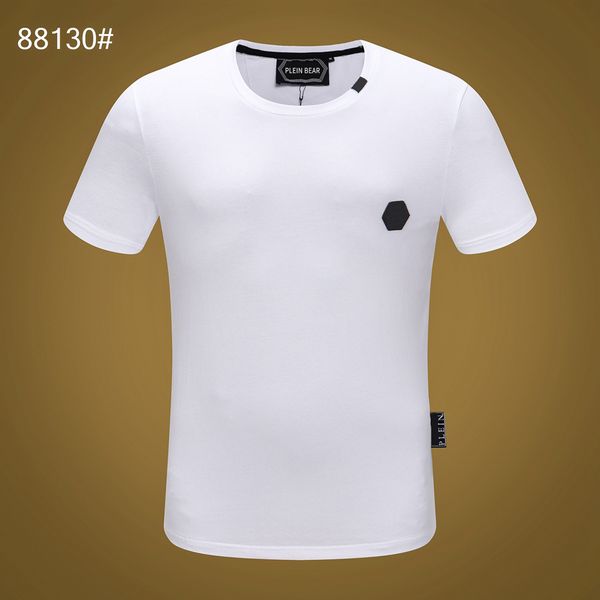 

plein bear t shirt mens designer tshirts brand clothing rhinestone skull men t-shirts classical hip hop streetwear tshirt casual tees pb 114, White;black