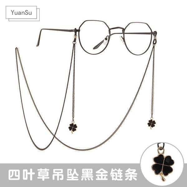 

other fashion accessories black-gold clover pendant chain ins style retro-fashionable necklace eyeglasses, Silver