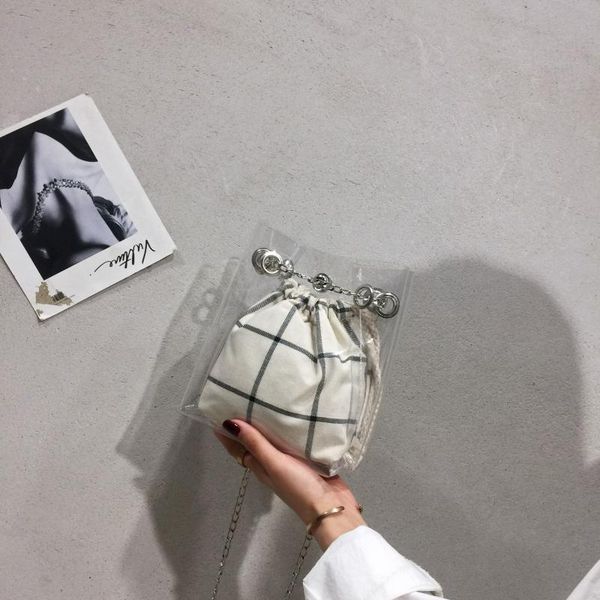 

evening bags women's fashion piece transparent shoulder bag drawstring cloth messenger handbag