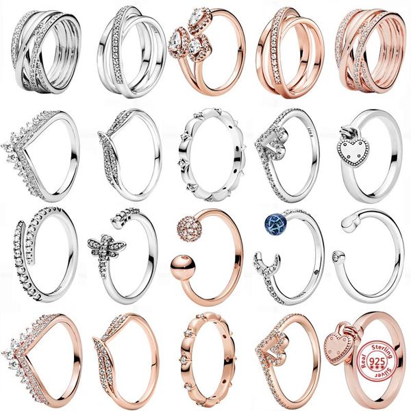 

cluster rings silver and rose gold moon dragonfly zircon pavÃ© sparkling pantaro women european 925 jewelry gifts making, Golden;silver