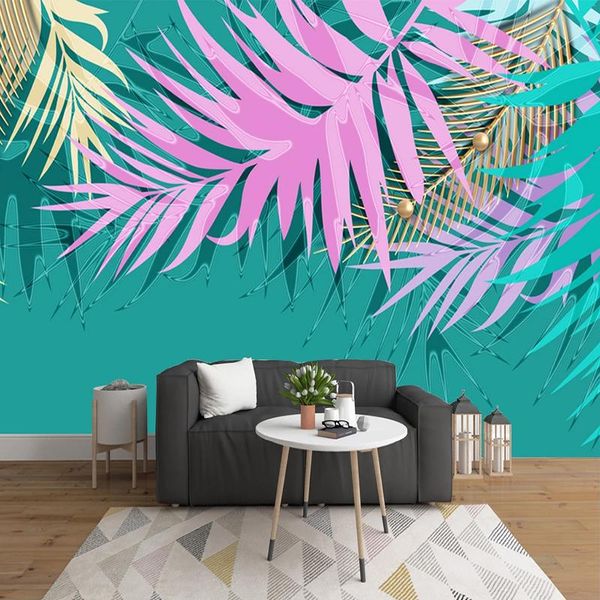 

wallpapers custom 3d po wallpaper murals modern abstract leaves living room sofa tv background waterproof canvas fabric wall painting