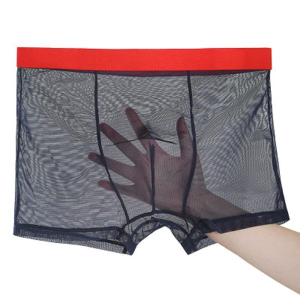 

underpants 2021 men's underwear mesh boxer shorts comfortable ultra-thin transparent, Black;white