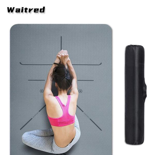 

yoga mats waitred tpe double anti-slip mat practice with posture line fitness gymnastics pilates exercise meditation