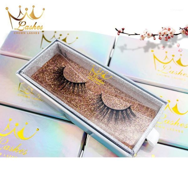 

crown lashes 3d faux mink silk eyelashes custom box logo1
