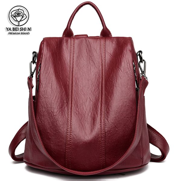 

women waterproof anti-theft leather multifunction traveling backpack