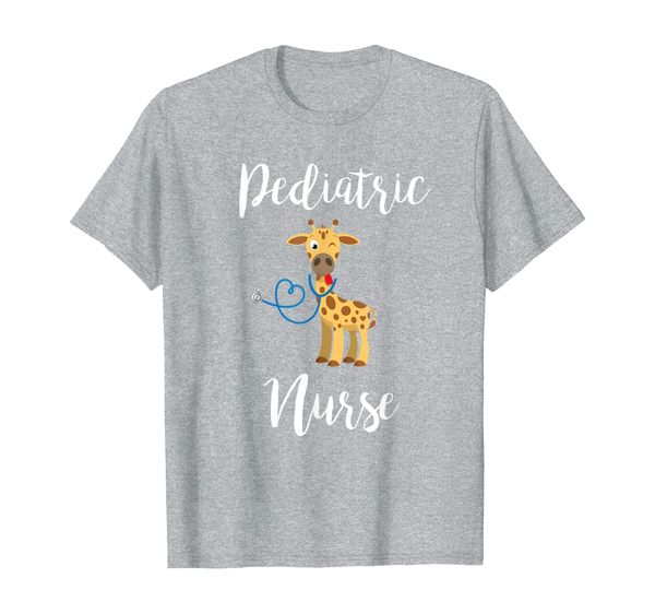 

pediatric nurse tshirt rn shirt pediatrics giraffe gift tee, White;black