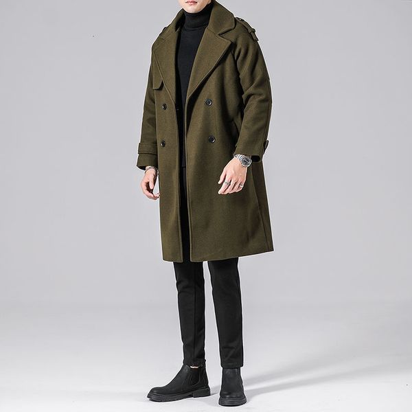 

coat mixes man's jacket autumn and winter's extended male wool double breasted, Tan;black