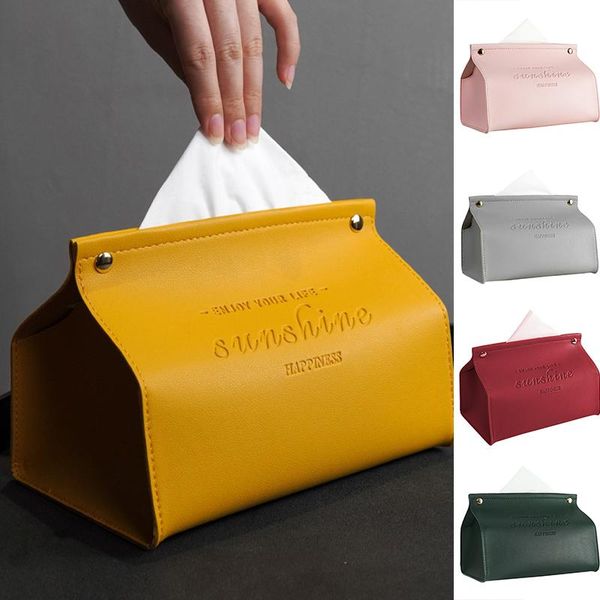 

tissue boxes & napkins car toilet pumping box pu leather living room office home household furnishing creative flat mouth storage