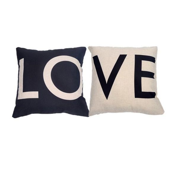 

cushion/decorative pillow love couple pillowcase for valentine's day gift black and white nordic linen cotton decorative sofa throw