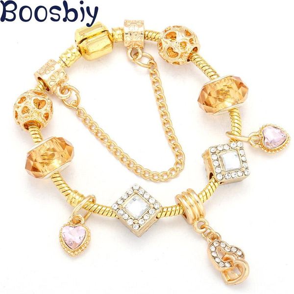 

charm bracelets boosbiy fashion heart beads fine antique gold snake chain & bangles for women girls gift, Golden;silver