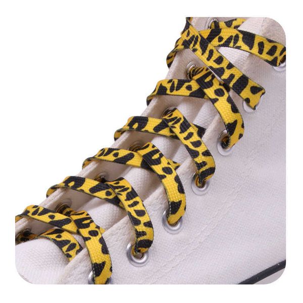 

fashion trend 7mm polyester digital printed leopard flat sports laces thermal transfer shoelaces custom made latchet, White;pink