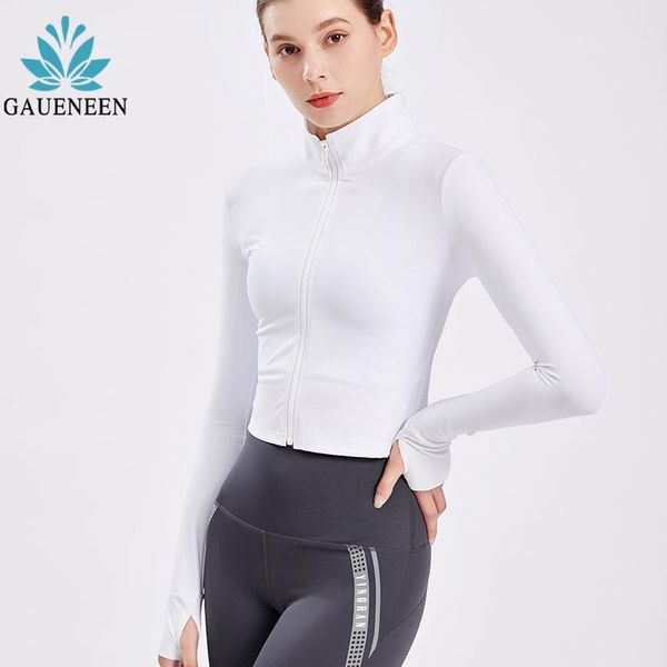 

women zipper sport shirts yoga long sleeve crop slim fit fitness shirt jacket gym coat workout with thumb holes outfit