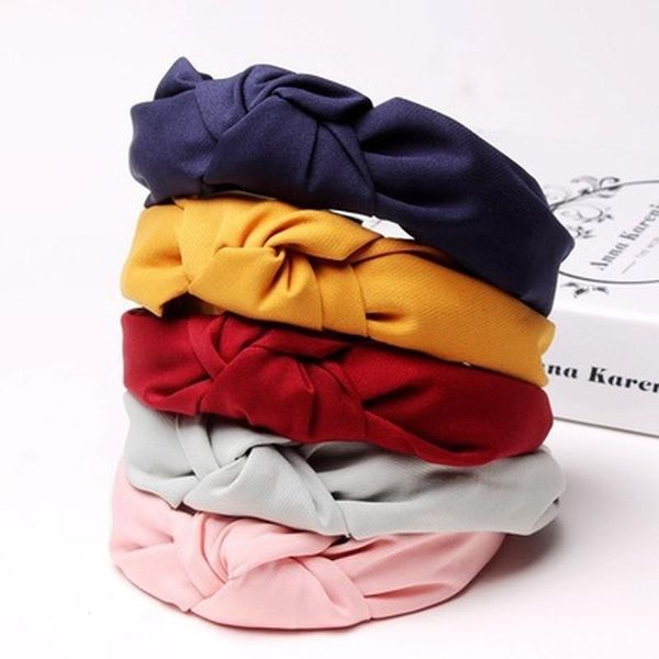 

hair accessories selling cross knot wide brimmed women's band monochromatic personality young girl's headband bows hoop headwear