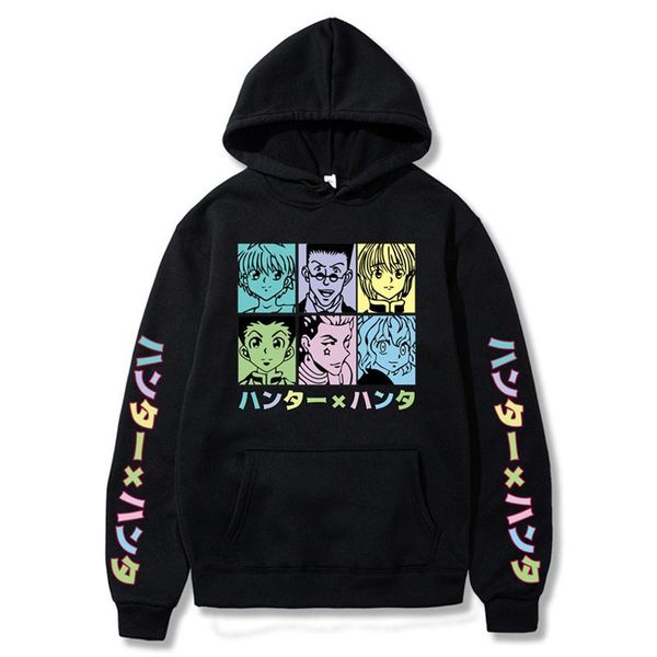 

men's hoodies & sweatshirts hunterxhunter killua eyes plus velvet mens harajuku hooded 2021 anime pullover fashion clothes full sleeve, Black