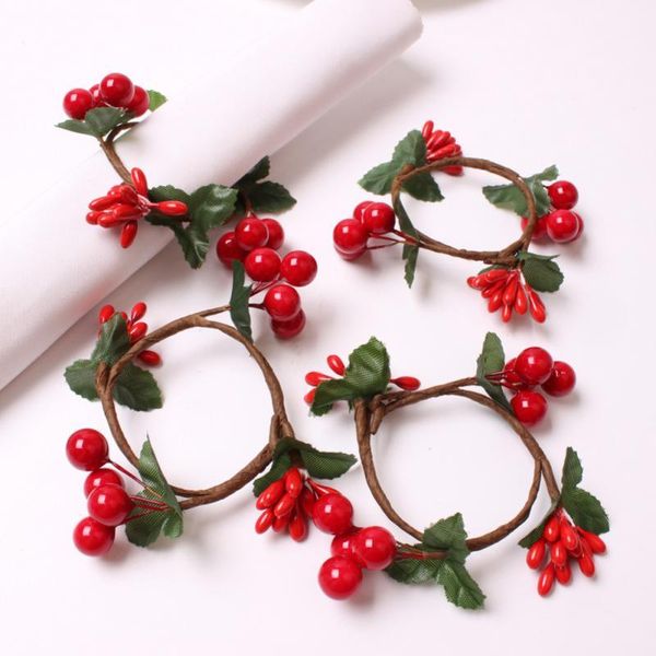

napkin rings 6pcs diy handmade berry wreath ring red holder wedding gift bridal shower decor party supplie for christmas