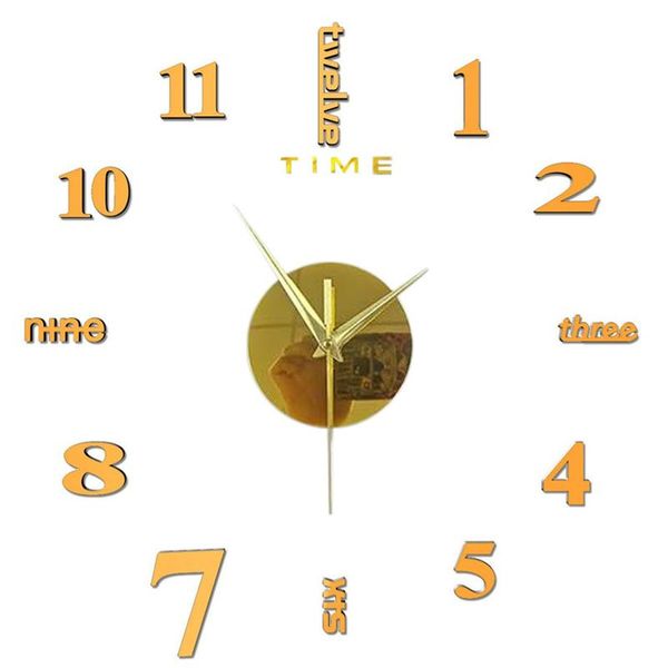 

wall clocks home clock gift accessories 3d 12-hour display mirror surface sticker modern design numbers diy 50x50cm time mark