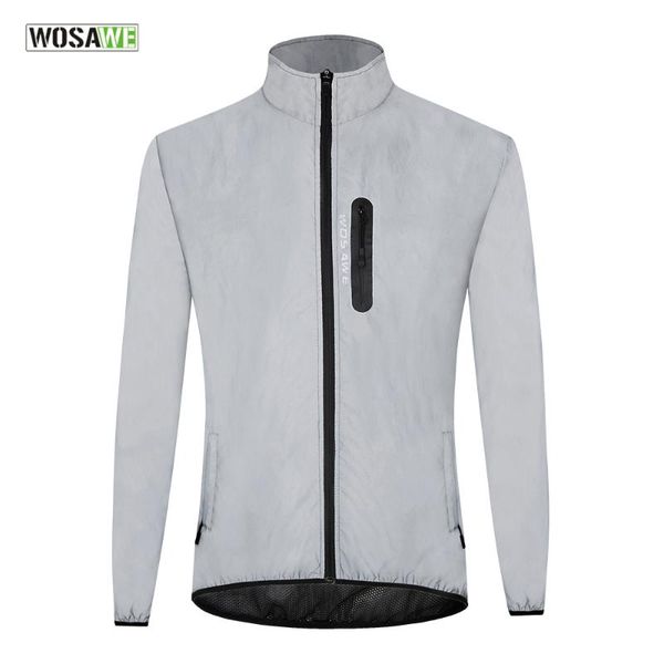 

racing jackets wosawe cycling reflective jacket night running windproof rainproof warm up riding bicycle bike windbreaker coat, Black;red