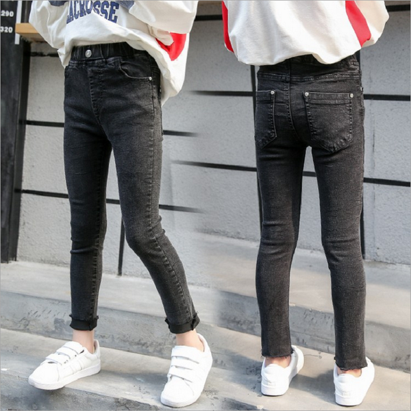 

spring autumn childrens jeans girls pencil denim fabric bow-knot jeans baby girls denim pants leggings jeans for girls clothes, Blue