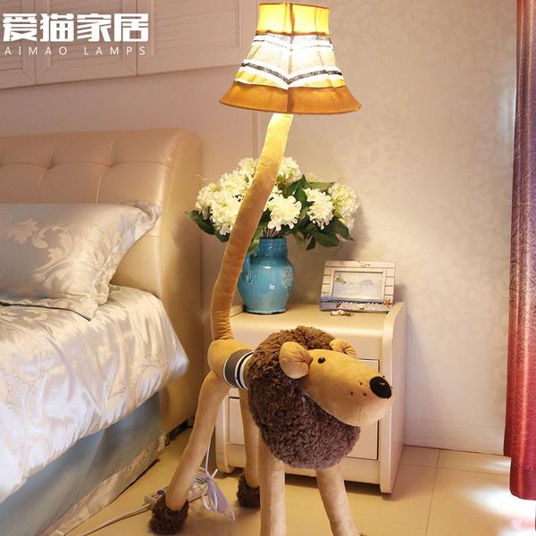 

floor lamps cartoon lion fabric e27 led lamp for bedroom decorations creative cloth kid's birthday gift 1202
