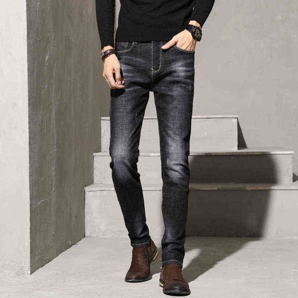 

men's jeans spring slim legged jeans youth men's pants, Blue