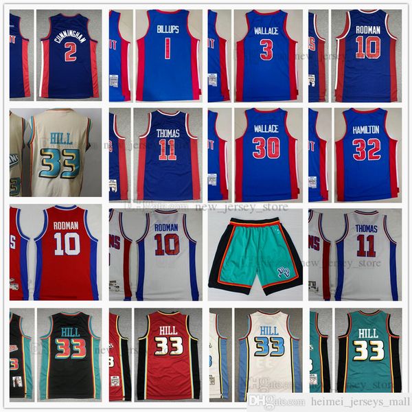

mitchell&ness retro stitched basketball jerseys 10 dennis 33 grant rodman hill 3 ben 30 rasheed wallace 32 richard hamilton 1 chauncey billu, Black;red