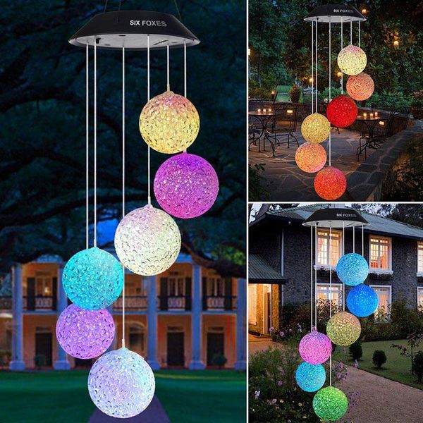 

party decoration outdoor solar led ball light colorful wind chime lamp sasi