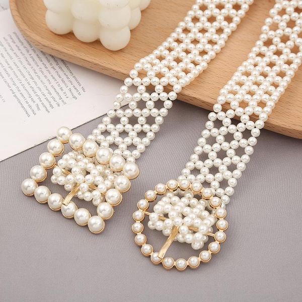

pearl belts for women waist seal fashion sweater skirt decorative simple female bead chain girls jewelry accessories, Black;brown