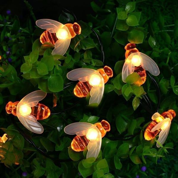 

solar lamps bee powered cute led string lights outdoor waterproof decorative patio garden garland