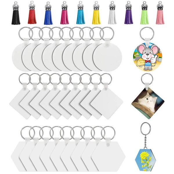 

sublimation blank keychain heat transfer mdf diy with key chains and colorful tassels (60pieces) hooks & rails
