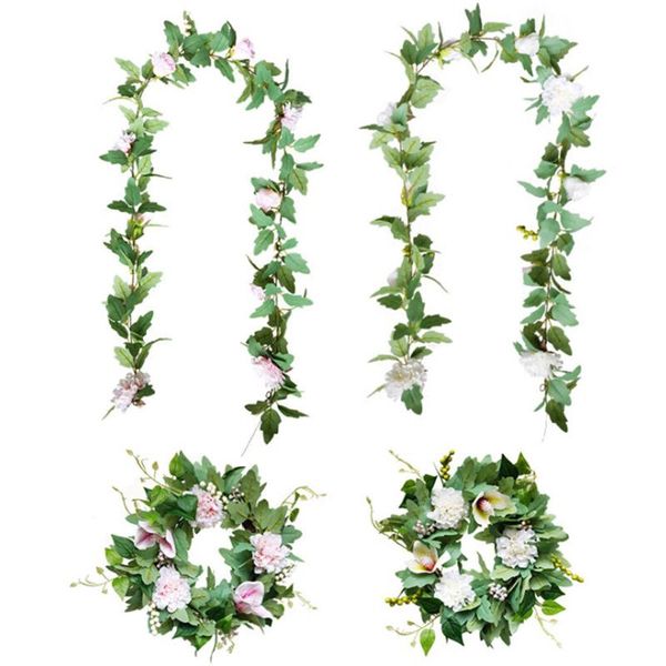 

decorative flowers & wreaths artificial flower wreath garland hanging greenery vine silk floral home wedding arch wall craft arrangement dec