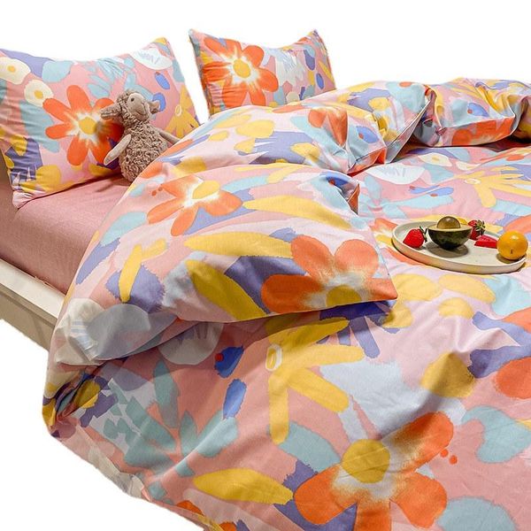 

bedding sets style cotton small floral four-piece set, pure student dormitory bedding, bed linen and duvet cover