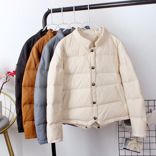 

women's down & parkas winter ultra light duck coat women short oversize jackets slim autumn puffer jacket pocket outwear windbreaker, Black