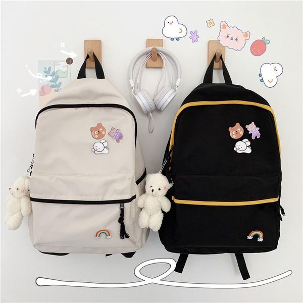 

backpack ins school bag female korean 2021 harajuku junior high student girl large capacity solid color