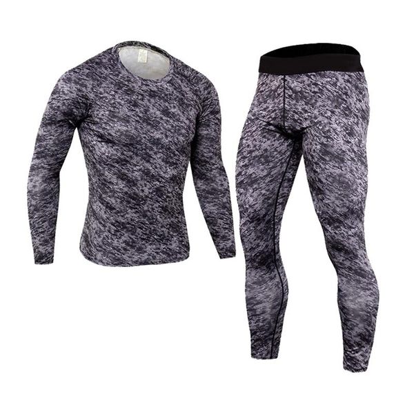 

men's thermal underwear sport suit fitness quick-drying compression t-shirt long sleeve leggings base layer track, Black;white