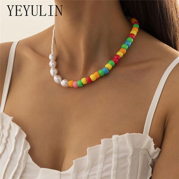 

pendant necklaces fashion bohemia splicing beads necklace for women girls chain chokers party jewelry gift, Silver