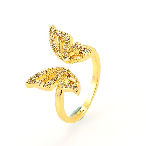 Женщины роскошные бабочка кольцо 18k желтые позолоты камни белые смоделированные алмазные соска пирсинг