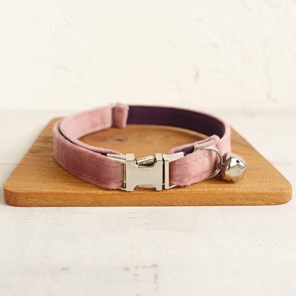 

cat collars & leads s/l pink purple polyester engrave collar for cats wholesale solid adjustable small dog necklace pet kitten accessor