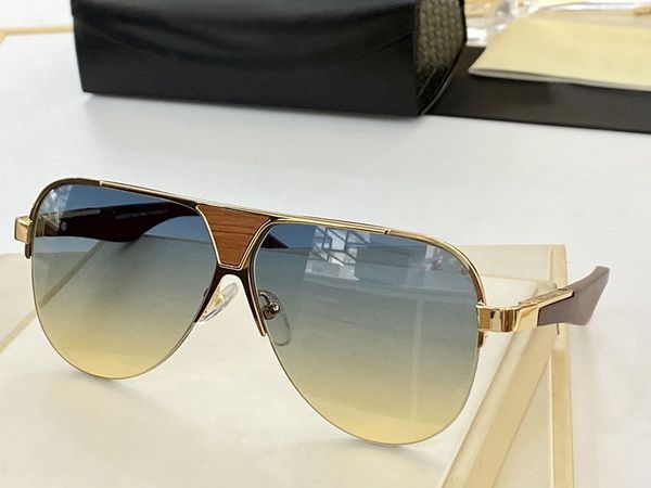 

luxury designer sunglasses retro goggle shield round pilot oversized half frame alloy wood mens uv protection high-end mixed coloreyewear ac, White;black
