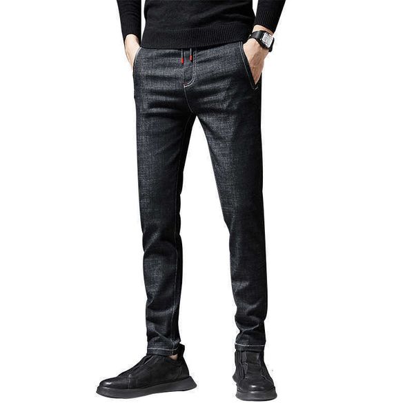 

elastic waist jeans for men in autumn and winter, Black